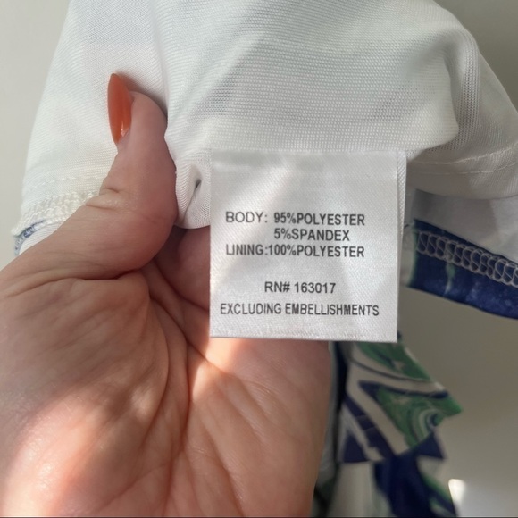 Princess Polly Zoe Blue Green White Swirl Mini Skirt 4 - Picture 8 of 8